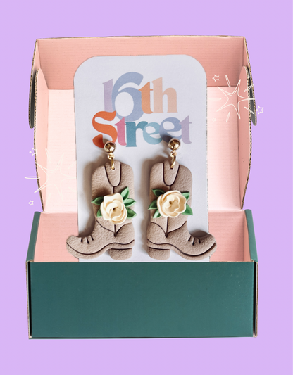 Springtime Boots - Handmade Polymer Clay Earrings