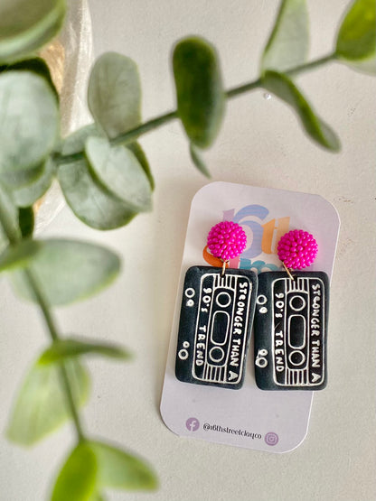 90s Trend Cassette Tape Dangles | Taylor Swift Inspired Handmade Polymer Clay Earrings