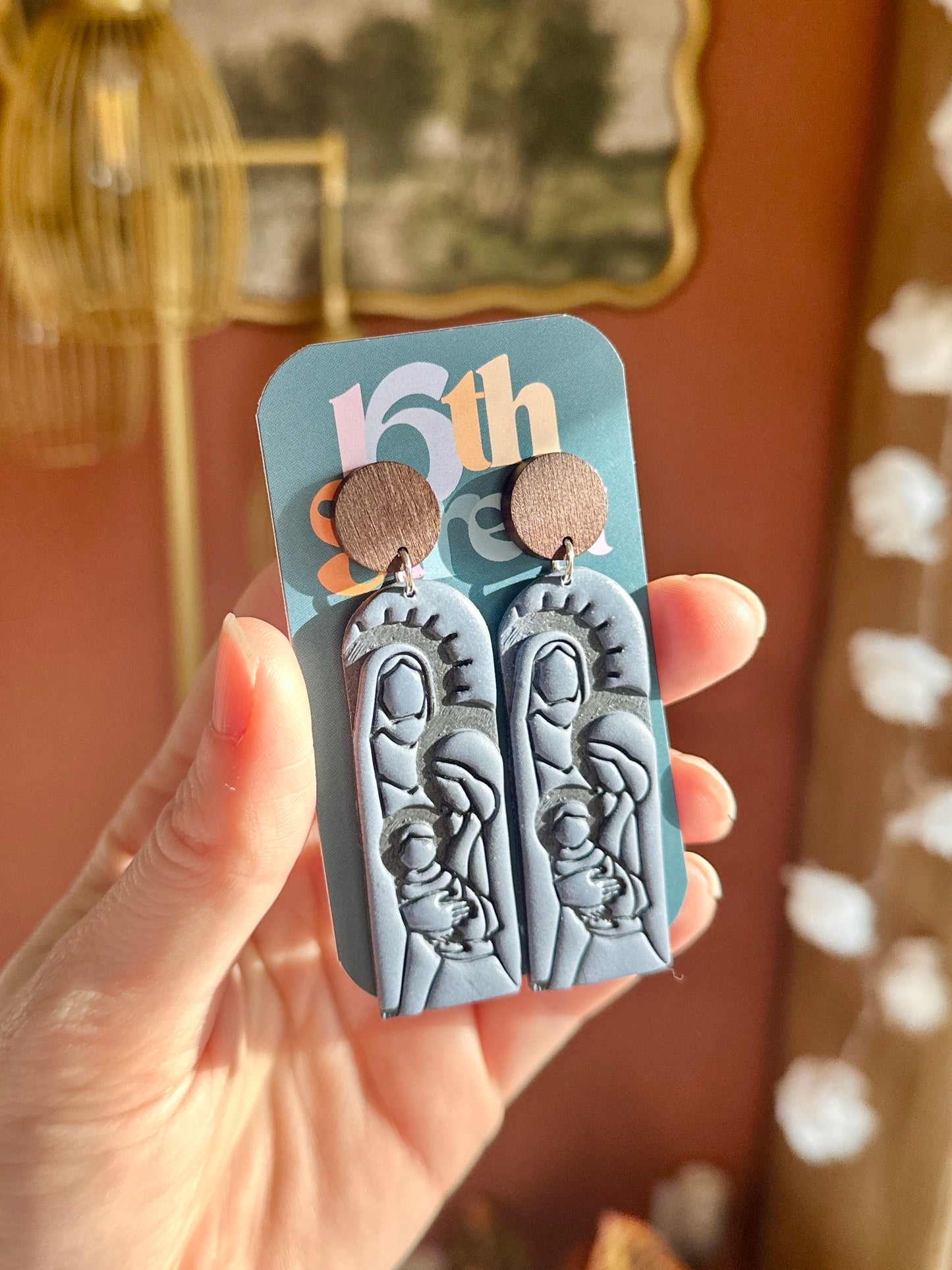 Holy Family Nativity Dangles | Handmade Polymer Clay Earrings