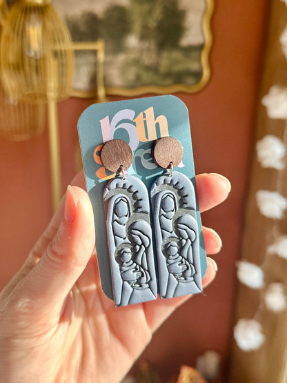 Holy Family Nativity Dangles | Handmade Polymer Clay Earrings