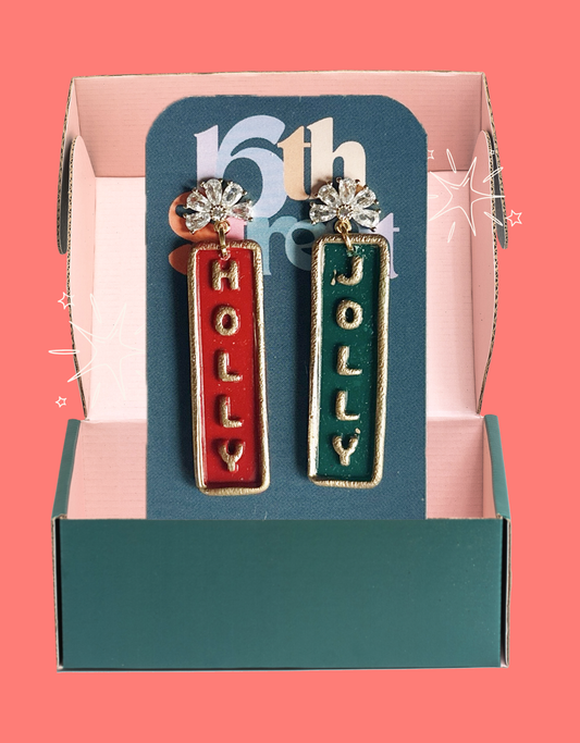 Holly Jolly Dangles | Handmade Polymer Clay Earrings