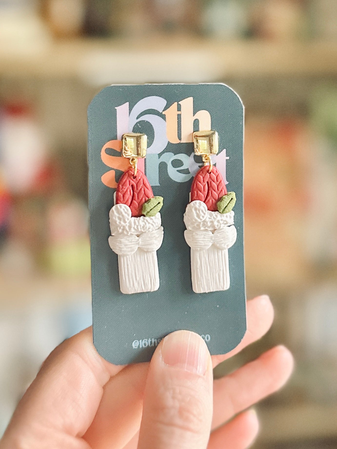 Craft Show Santa Dangles | Handmade Polymer Clay Earrings