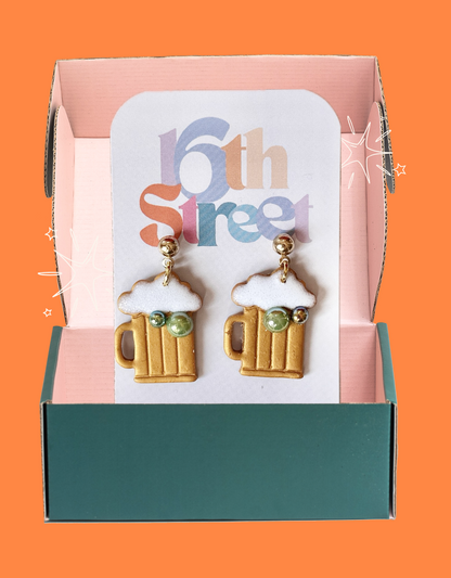 Save Me A Guinness Dangles - Handmade Polymer Clay Earrings