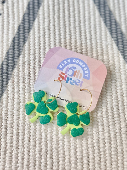 Clover Dangle Earrings | Handmade Polymer Clay Earrings