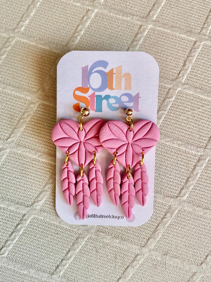 Birds of a Feather Dangles - Pink | Handmade Polymer Clay Earrings