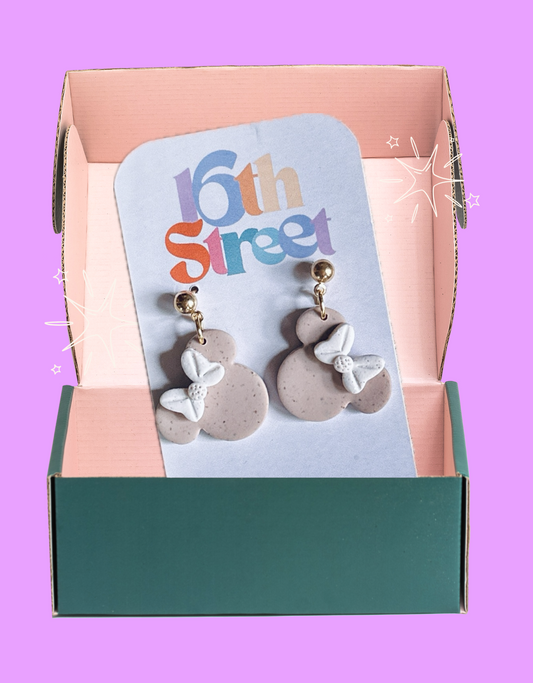 Mouse Head Dangles | Handmade Polymer Clay Earrings
