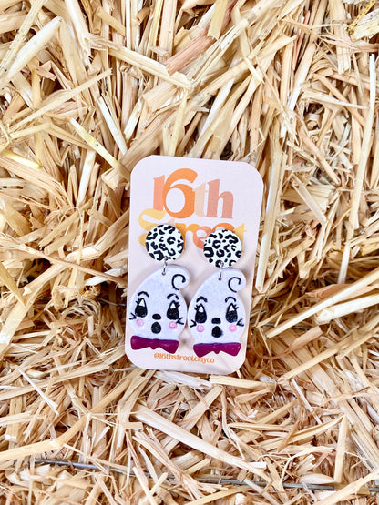 Cutie Spook Ghosty Dangles | Handmade Polymer Clay Earrings