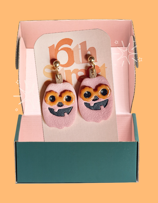 Stylin’ Pumpkin Dangles | Handmade Polymer Clay Earrings
