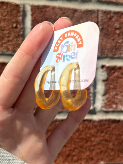 Orange Jelly Studs | Metal Stud Earrings