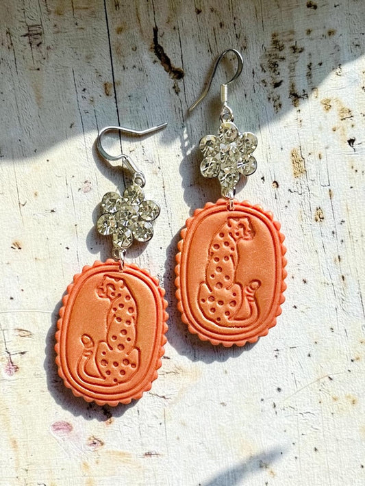 Snazzy Feline Dangles | Handmade Polymer Clay Earrings