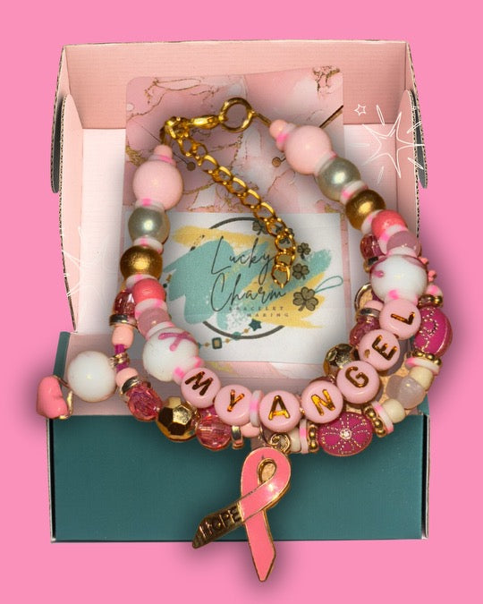 ‘My Angel’ Friendship Bracelet for Breast Cancer Awareness | Lucky Charm Bracelet Making