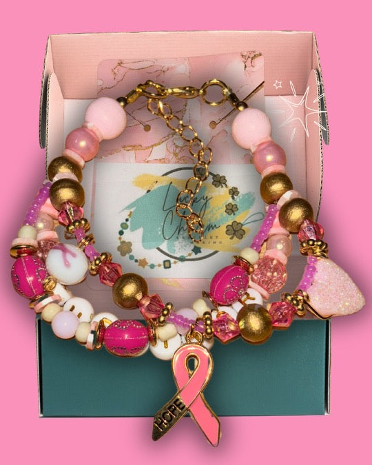 Survivor (2) Friendship Bracelet for Breast Cancer Awareness | Lucky Charm Bracelet Making