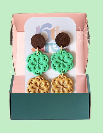 Irish Waffle Dangles - Handmade Polymer Clay Earrings
