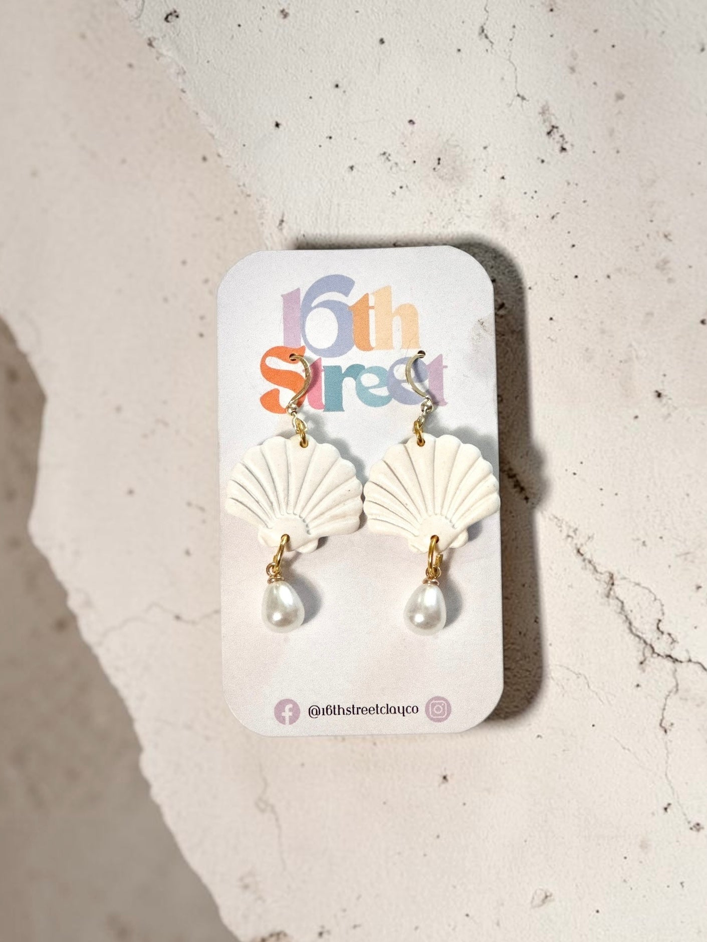 Seashell Dangles | Handmade Polymer Clay Earrings