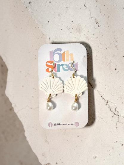 Seashell Dangles | Handmade Polymer Clay Earrings