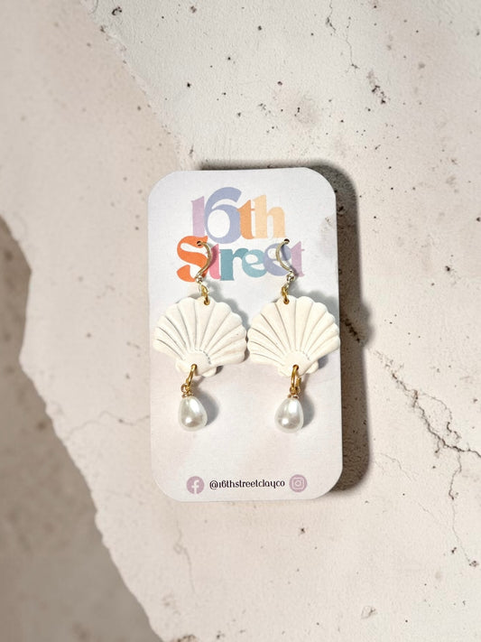 Seashell Dangles | Handmade Polymer Clay Earrings