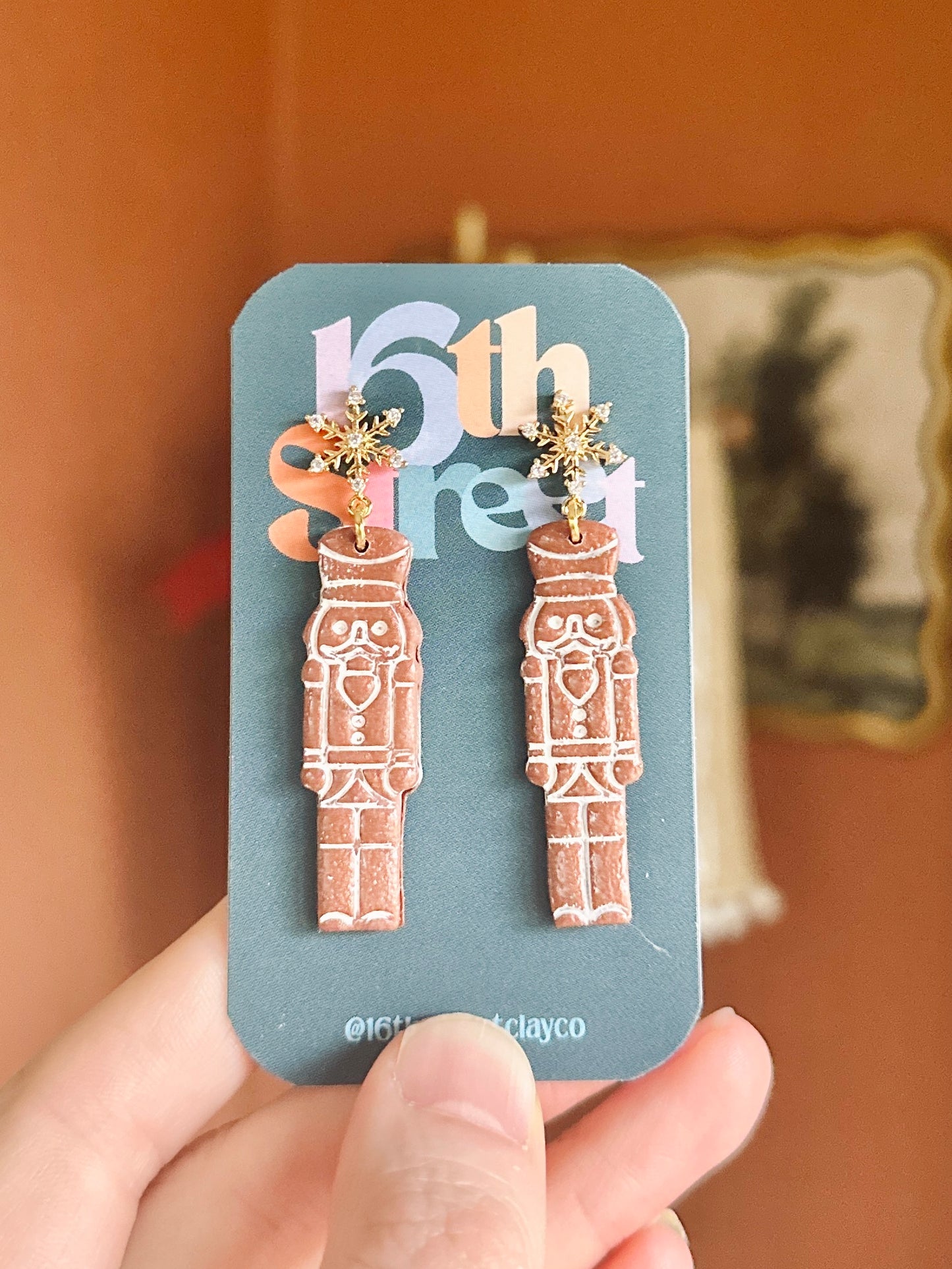 Gingerbread Nutcracker Dangles | Handmade Polymer Clay Earrings