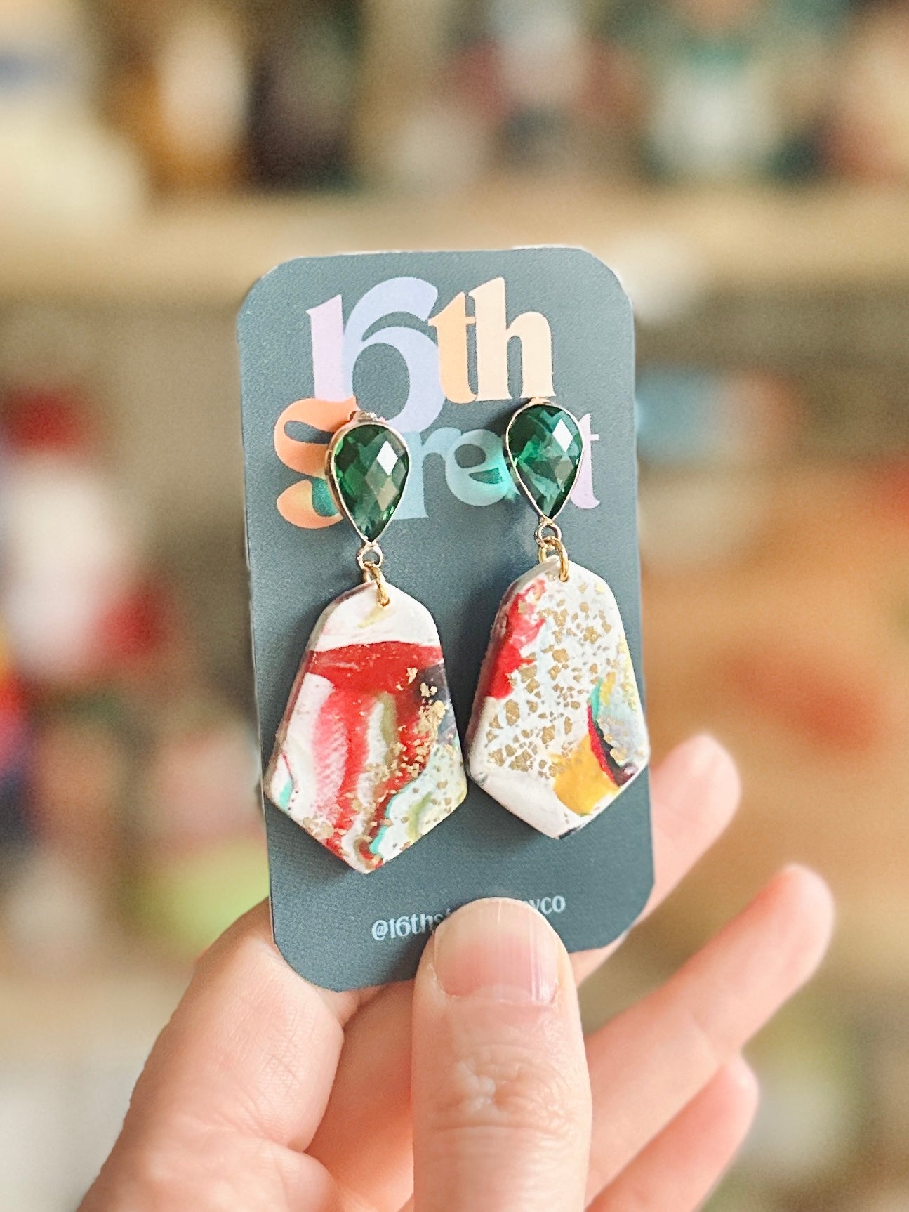 Fancy Christmas Dangles | Handmade Polymer Clay Earrings