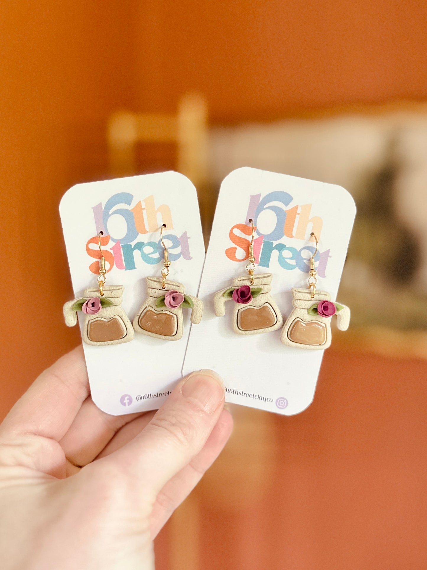 Coffee Pot Dangles | Handmade Polymer Clay Earrings