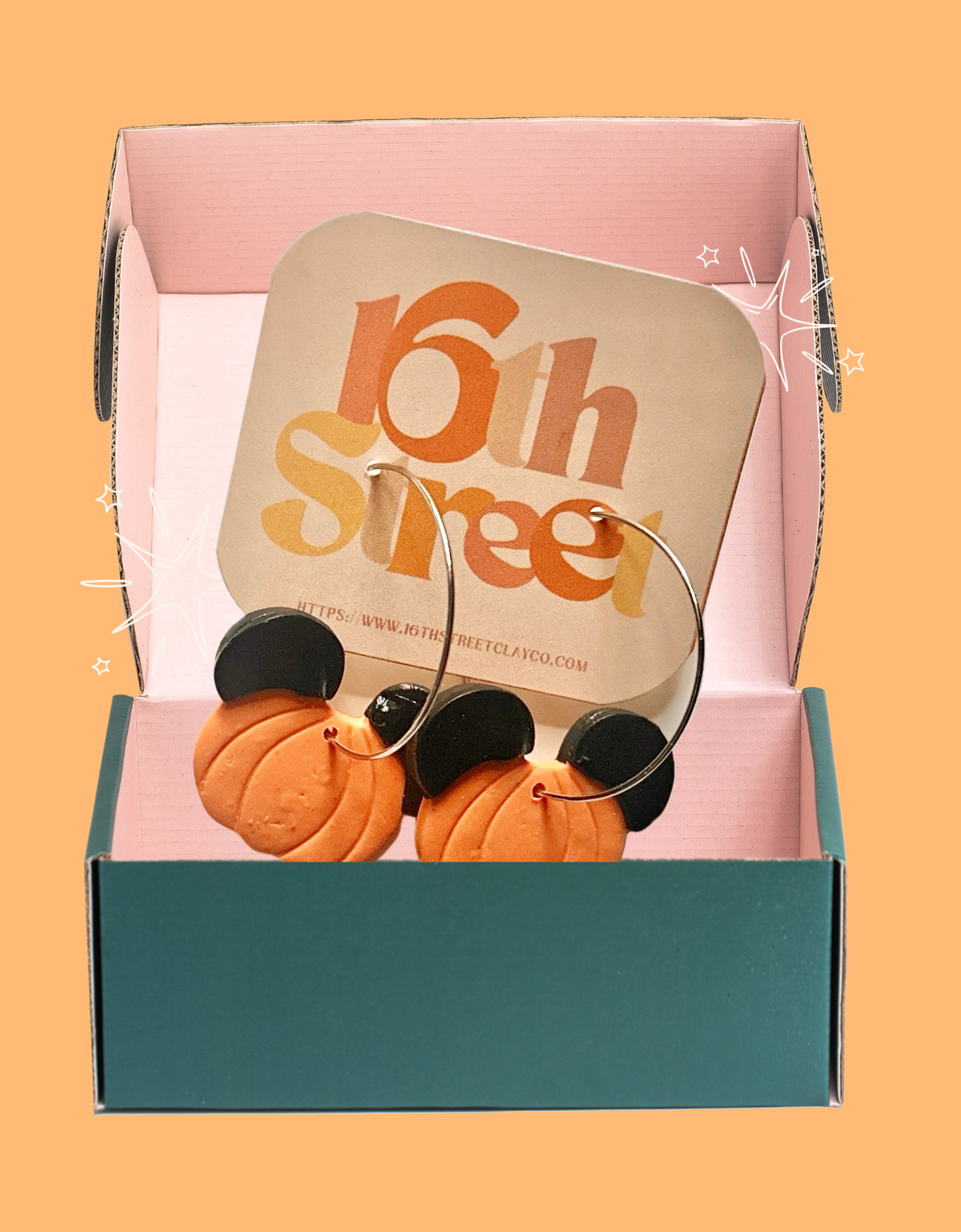 Mouse Pumpkin Dangles | Handmade Polymer Clay Earrings