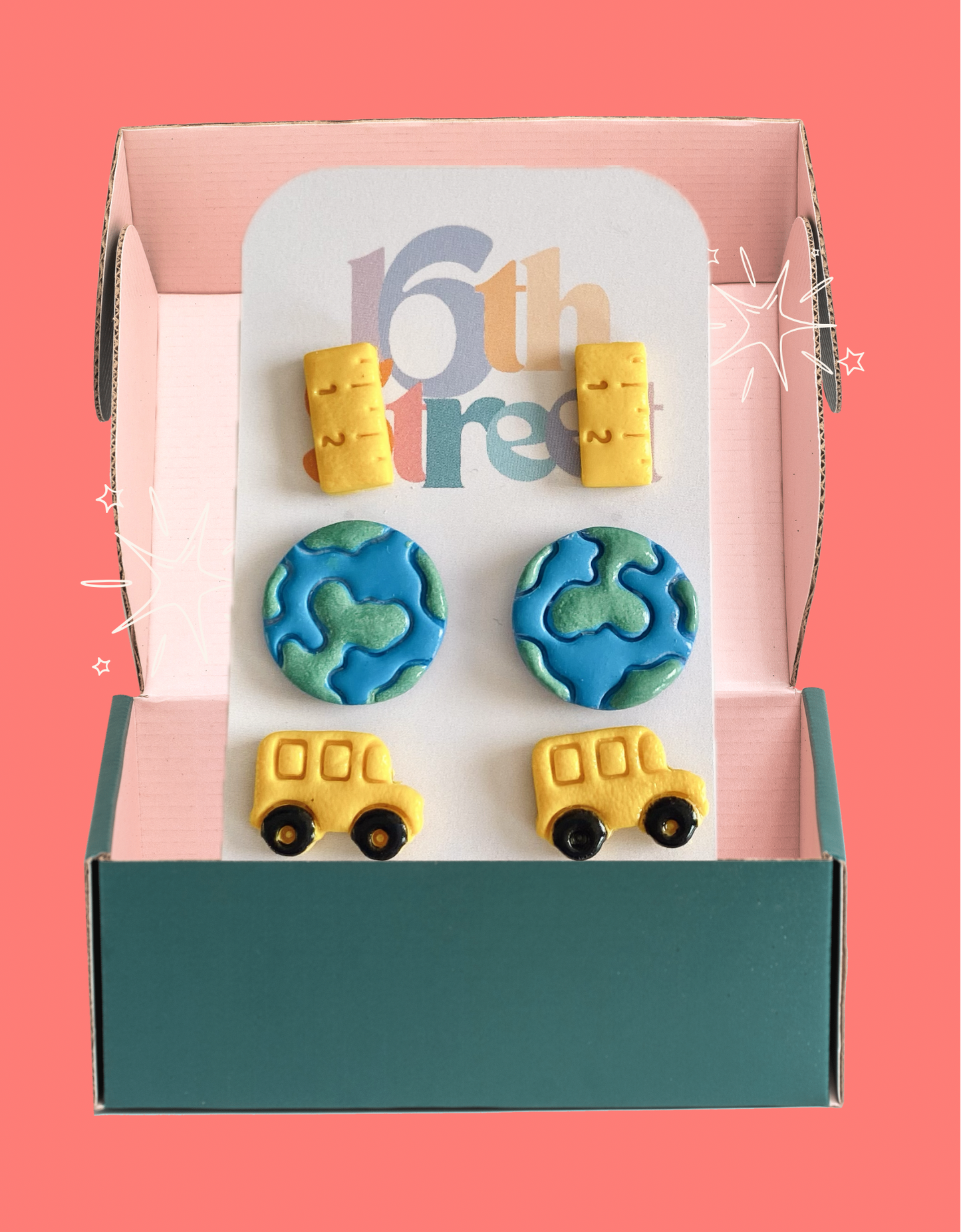 Kid Meets World Studs | Handmade Polymer Clay Earrings