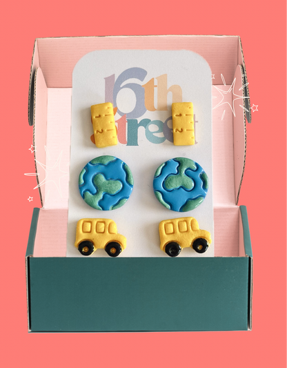 Kid Meets World Studs | Handmade Polymer Clay Earrings