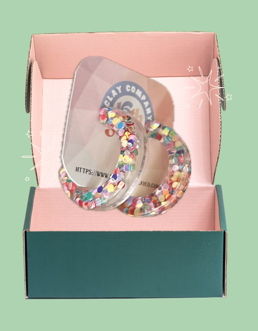 Resin Sparkle Hoops | Metal Earrings