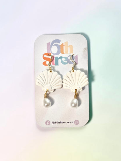 Seashell Dangles | Handmade Polymer Clay Earrings