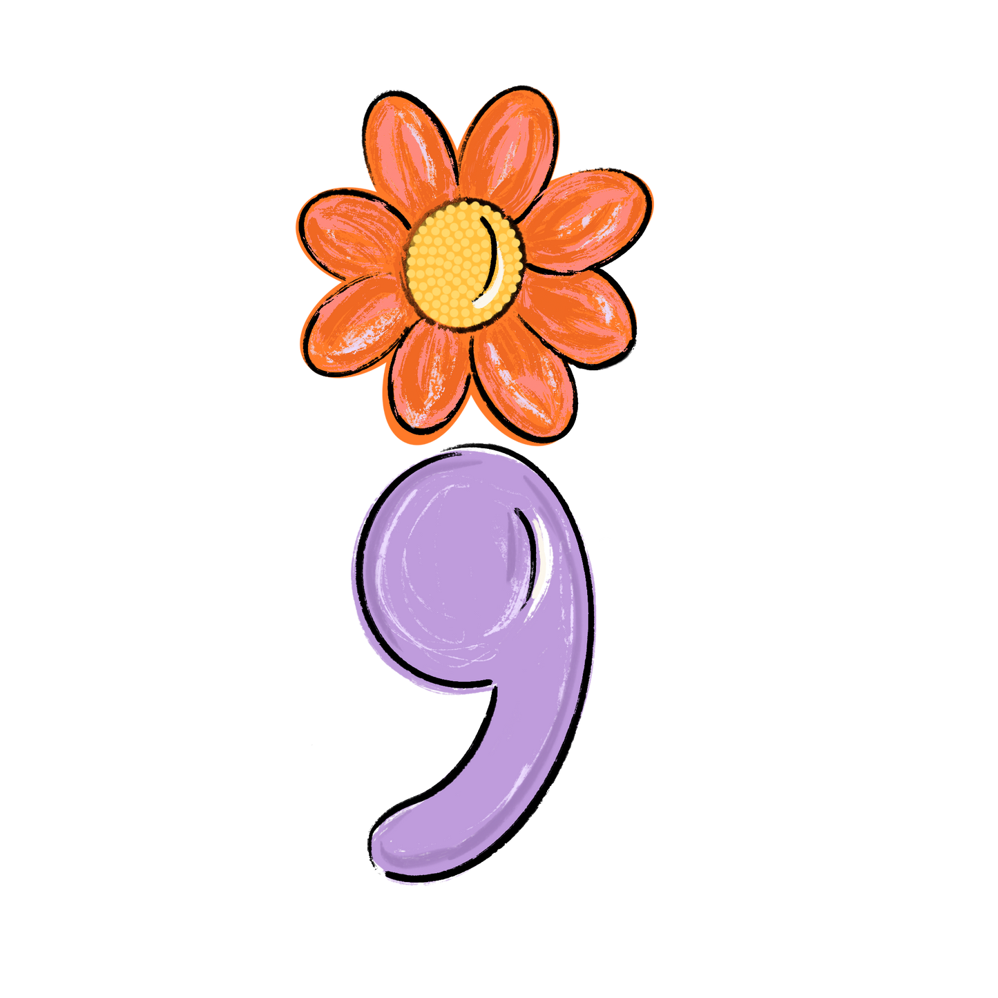 Semi Colon Floral 3” Sticker | Mental Health Inspired Gifts