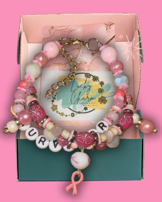 Survivor Friendship Bracelet for Breast Cancer Awareness | Lucky Charm Bracelet Making