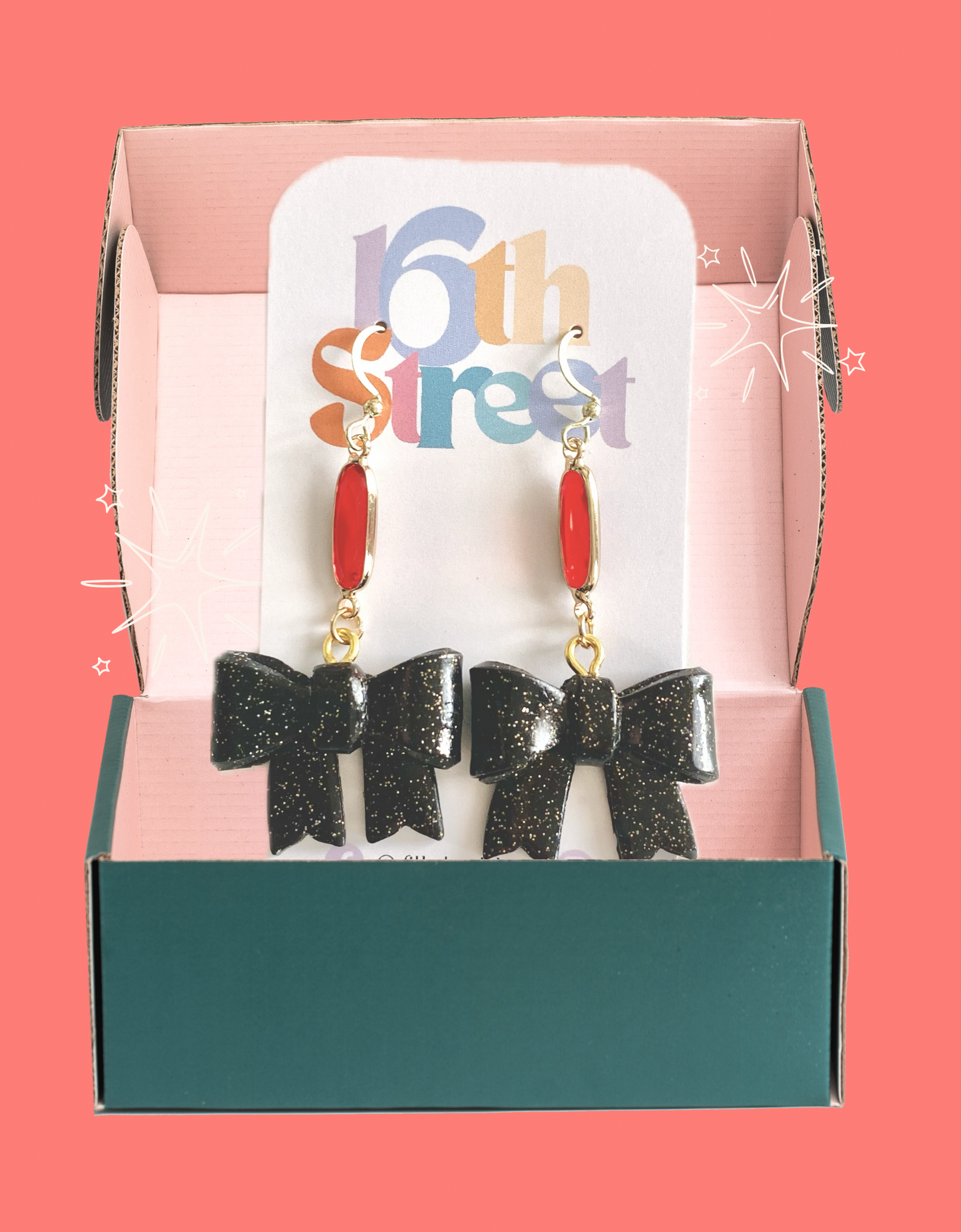 Black Bow Dangles | Taylor Swift Inspired Handmade Polymer Clay Earrings