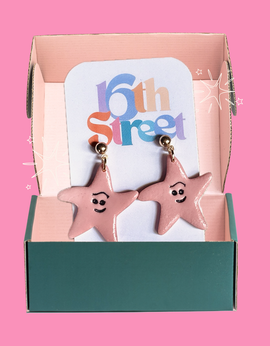 Starfish Friend Dangles | Handmade Polymer Clay Earrings