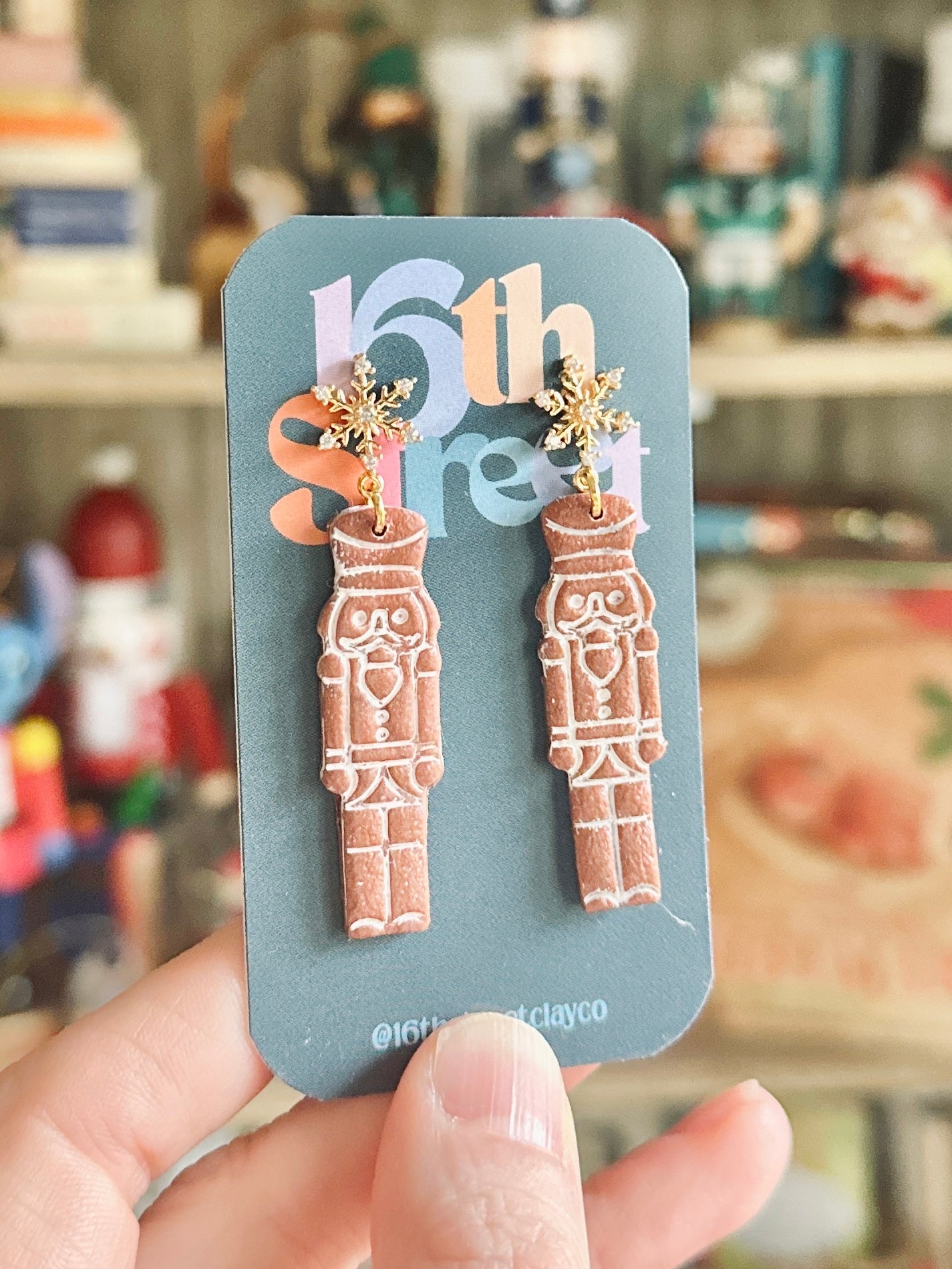 Gingerbread Nutcracker Dangles | Handmade Polymer Clay Earrings