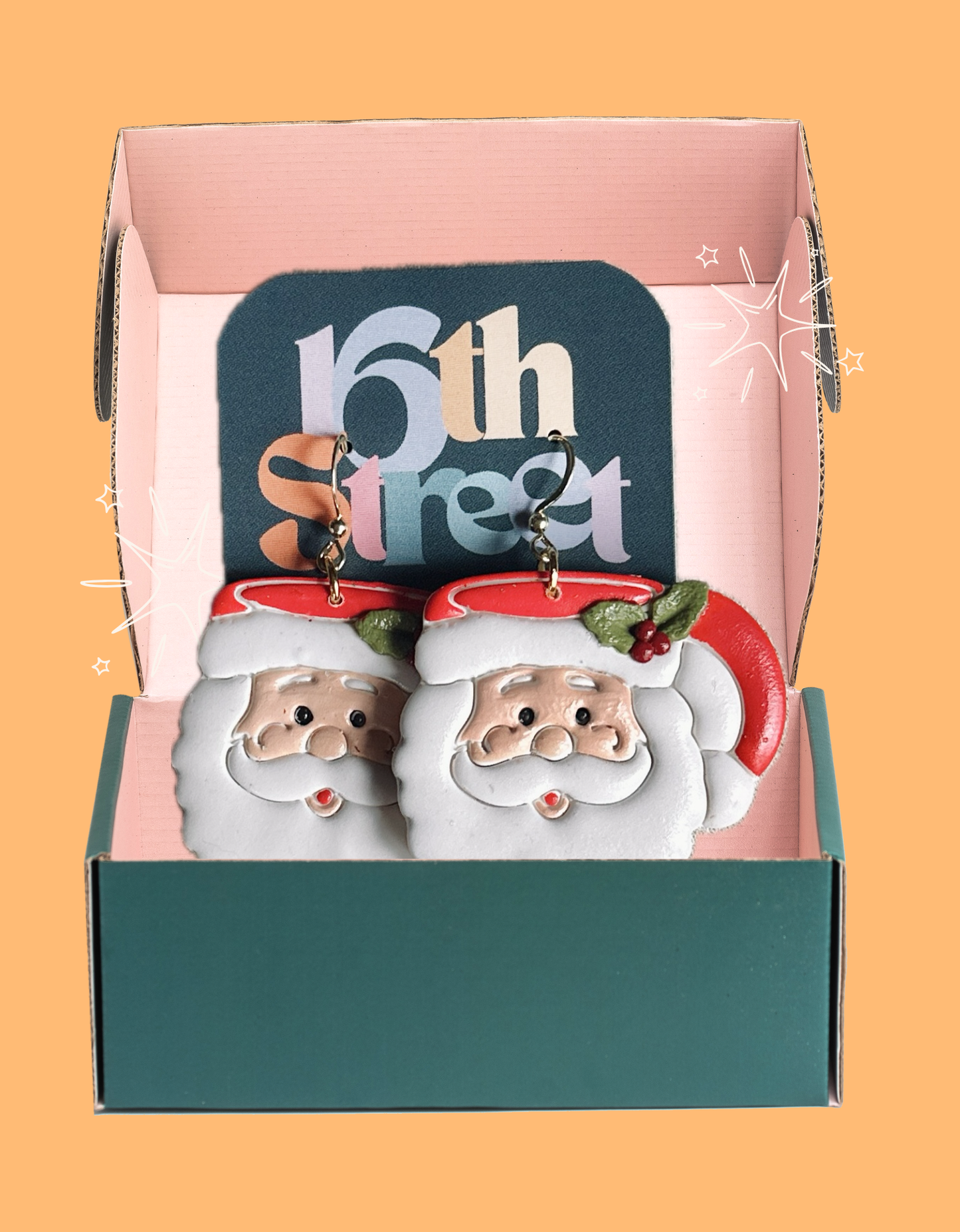 Santa Cup Dangles | Handmade Polymer Clay Earrings