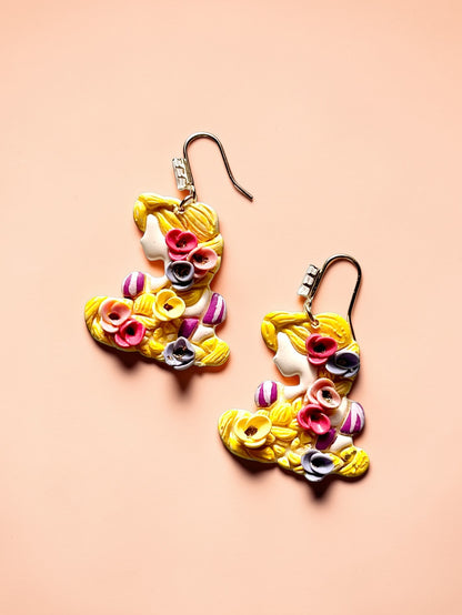 Floral Princess Dangles | Handmade Polymer Clay Earrings
