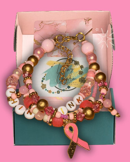 ‘Think Pink’ Friendship Bracelet for Breast Cancer Awareness | Lucky Charm Bracelet Making