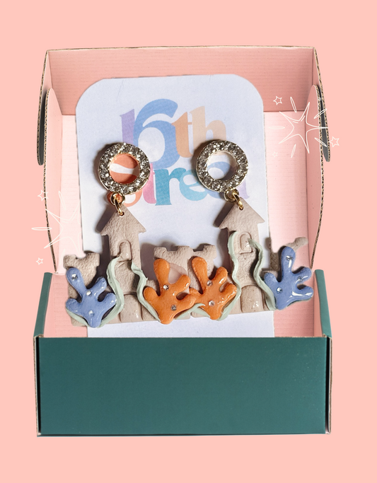 Sandcastle Dangles | Handmade Polymer Clay Earrings