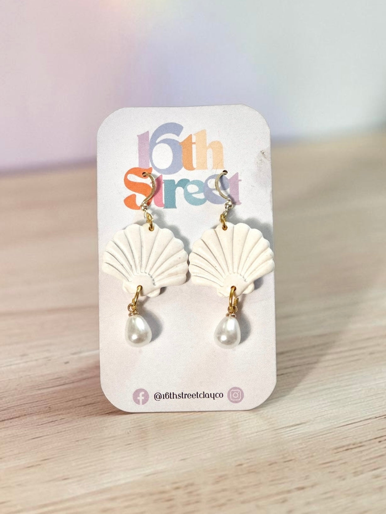 Seashell Dangles | Handmade Polymer Clay Earrings