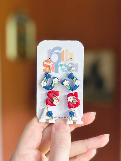 USA Dangles | Handmade Polymer Clay Earrings
