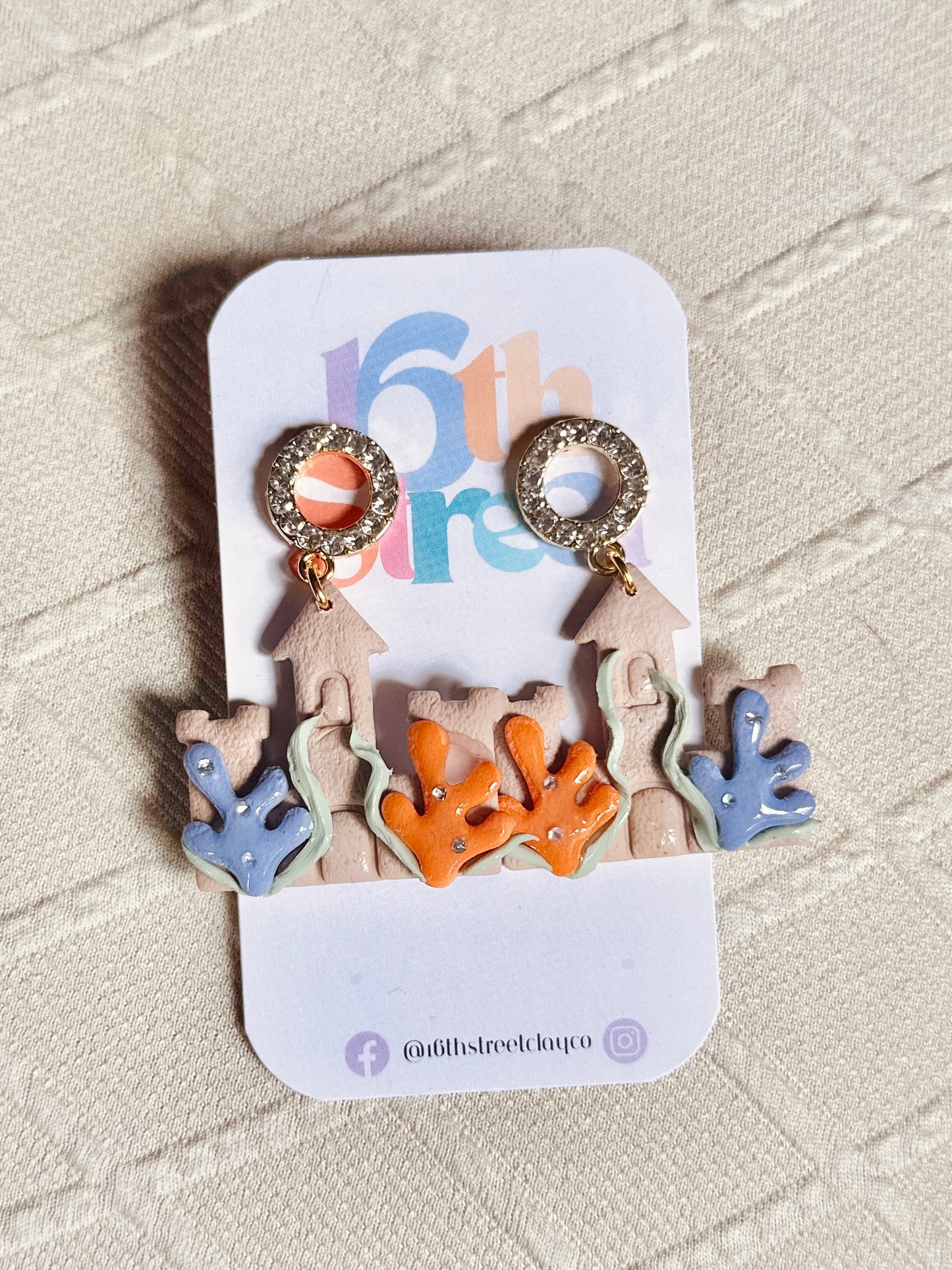 Sandcastle Dangles | Handmade Polymer Clay Earrings