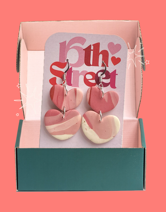 Assorted Heart Dangles | Handmade Polymer Clay Earrings