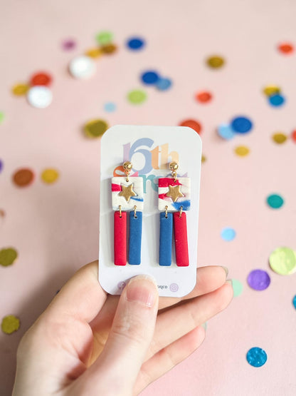 July 4th Dangles | Handmade Polymer Clay Earrings